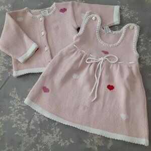 NEIMAN MARCUS 2PC Heart 100% Cotton Sweater Set - size 12months - Like N…